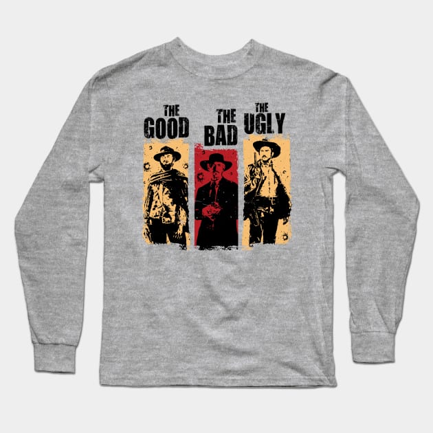 Two Bounty Hunters & one Outlaw - Good, Bad & Ugly Long Sleeve T-Shirt by SALENTOmadness